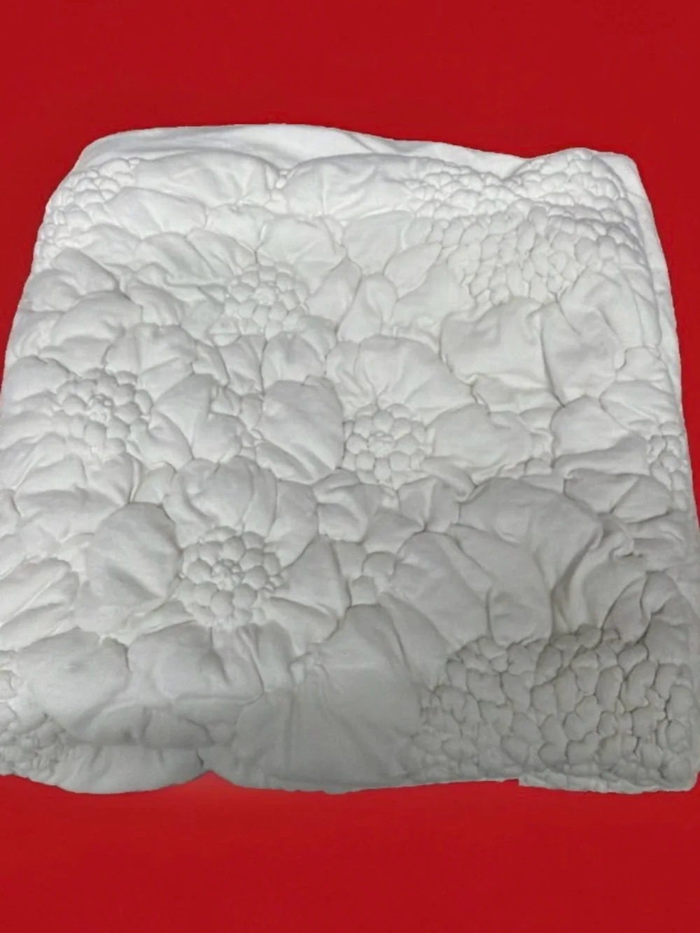 Anthropologie Euro sham 26”x26” Plush Floral Quilted - White 100% Cotton